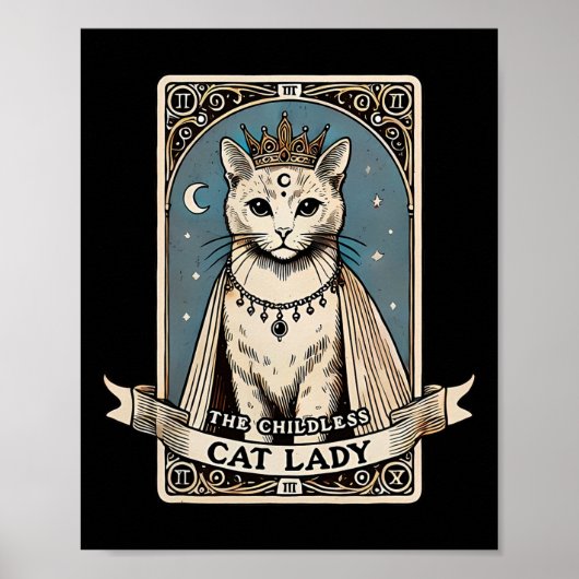 De kinderloze kat dames Tarot Kaart Poster (Voorkant)