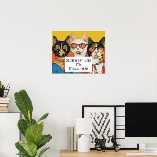 De kinderloze kat dames voor Kamala Poster (Thuiskantoor)