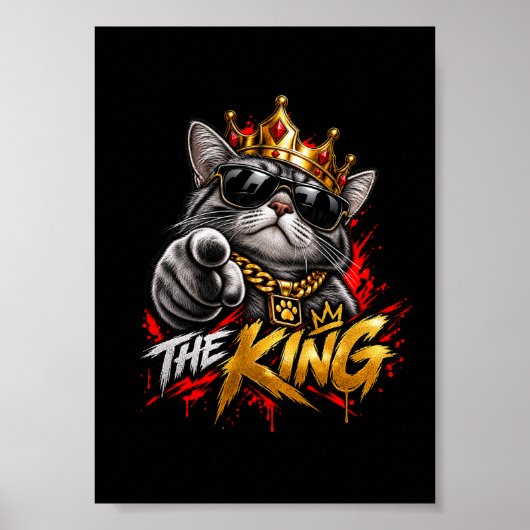 De King Cool Cat Crown Poster Digitale Kunst (Voorkant)