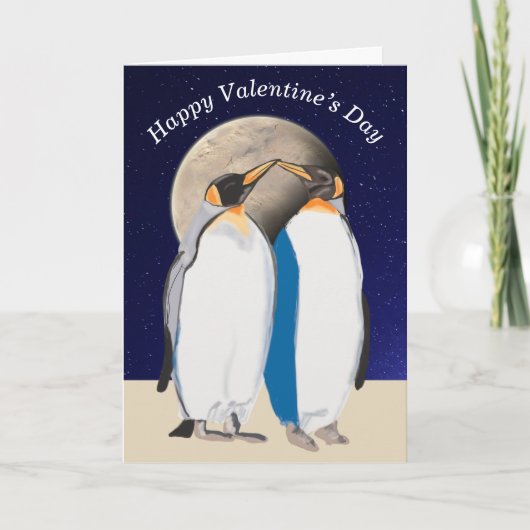 De King Penguins en de Grote Maan Valentijnse Feestdagen Kaart (Voorkant)