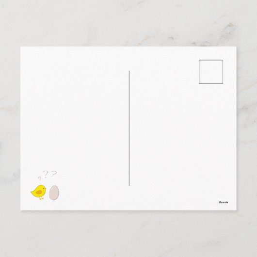 De kip of de eitjes schattige paascartoon feestdagenkaart (Achterkant)