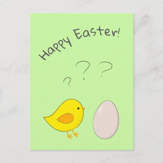 De kip of de eitjes schattige paascartoon feestdagenkaart (Voorkant)
