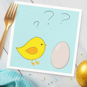 De kip of de eitjes schattige paascartoon servet