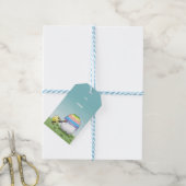 De kip schildert een mooi paasei. cadeaulabel (Met Touw)
