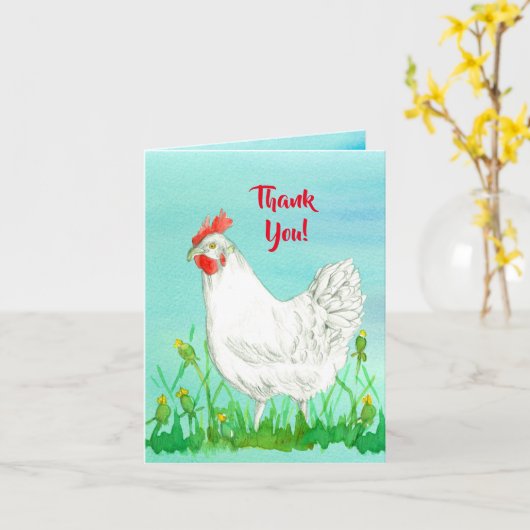 De Kip van de witte Leghorn dankt u Kaart (Gele Bloem)