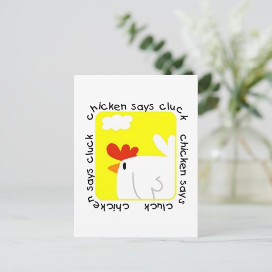 De kip zegt T-shirts en Giften klok Briefkaart (Staand voorkant)