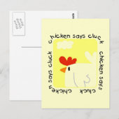De kip zegt T-shirts en Giften klok Briefkaart (Voorkant / Achterkant)