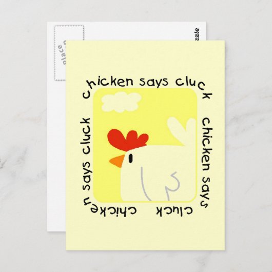 De kip zegt T-shirts en Giften klok Briefkaart (Voorkant / Achterkant)