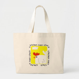 De kip zegt T-shirts en Giften klok Grote Tote Bag