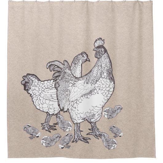De kipfamilie douchegordijn (Voorkant)