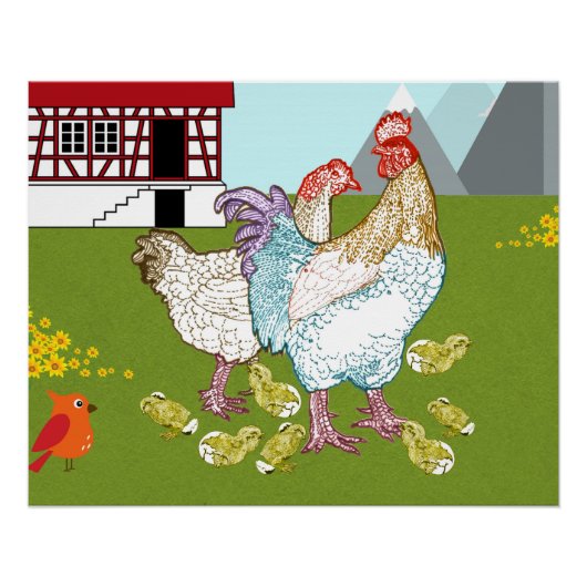 De kipfamilie perfect poster (Voorkant)