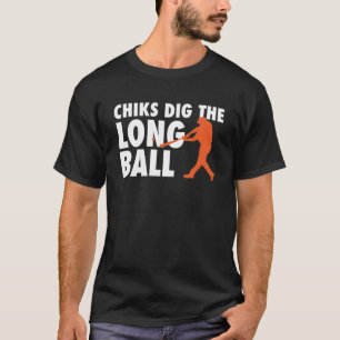 De kippen deden de lange bal-honkbalspeler t-shirt