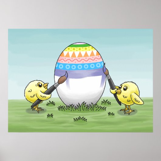 De kippen schilderen een paasei poster (Voorkant)