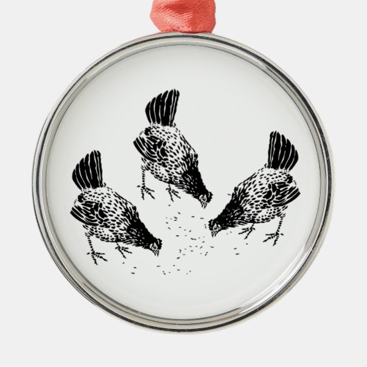 De Kippen van de binnenplaats Metalen Ornament (Voorkant)