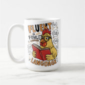 De kippen vloeiend in vogeltaal koffiemok (Links)