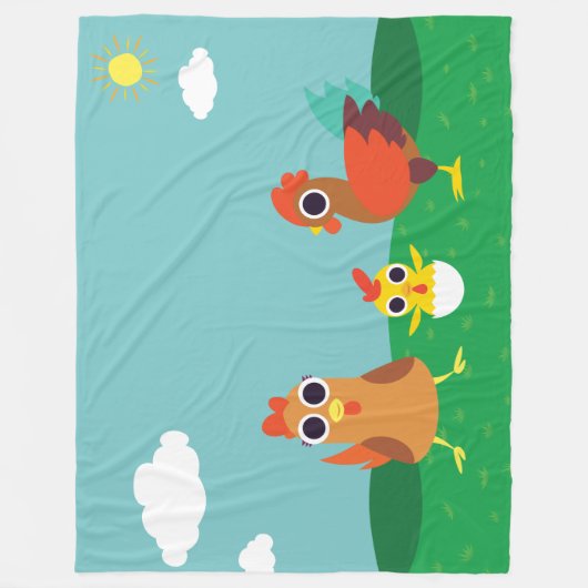 De kippenfamilie overdag fleece deken (Voorkant)