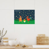 De kippenfamilie 's nachts poster (Keuken)