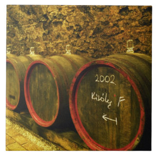 De Kiralyudvar-wijnmakerij: Vaten met Tokaj-wijn Tegeltje