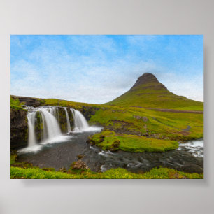 De Kirkjufell-waterval en berg Poster