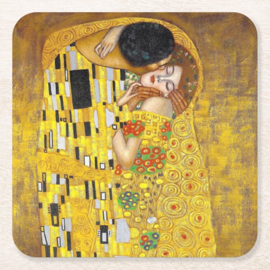 de Kiss - Gustav Klimt Kartonnen Onderzetters (Voorkant)