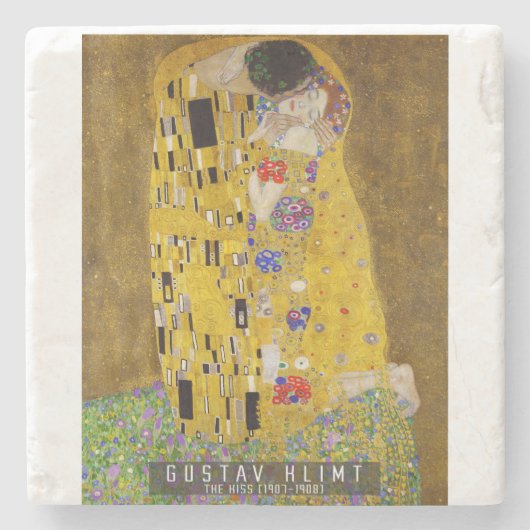 De Kiss - Gustav Klimt Stenen Onderzetter (Voorkant)