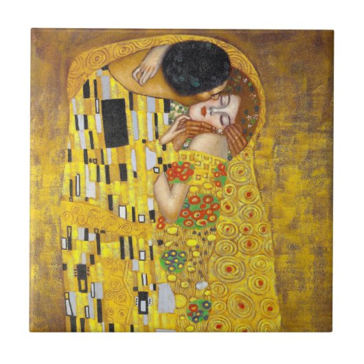 de Kiss - Gustav Klimt   Tegeltje (Voorkant)