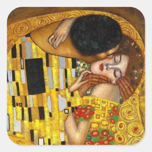 De Kiss Gustav Klimt Vierkante Sticker (Voorkant)