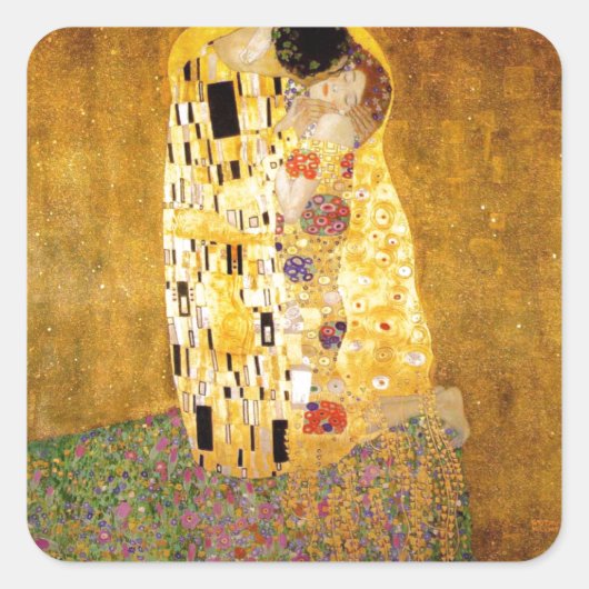 De Kiss Gustav Klimt Vierkante Sticker (Voorkant)
