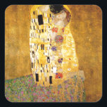 De Kiss Gustav Klimt Vierkante Sticker<br><div class="desc">Imperial Austrian Painter Gustav Klimt's meesterwerk : het schilderij van Kiss</div>