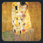 De Kiss Gustav Klimt Vierkante Sticker<br><div class="desc">Imperial Austrian Painter Gustav Klimt's meesterwerk : het schilderij van Kiss</div>