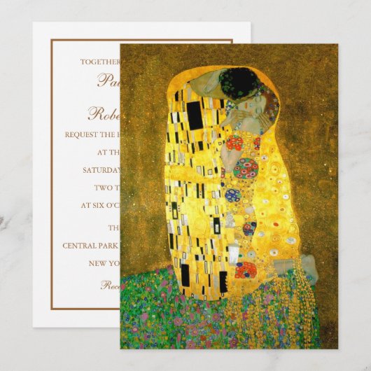 De Kiss Gustav Klimt Wedding | Uitnodiging (Voorkant / Achterkant)