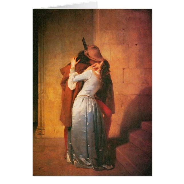 De Kiss-pagina op blanco kaart van Francesco Hayez (Voorkant)