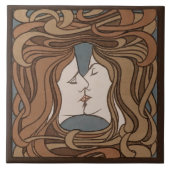 De Kiss Peter Behrens Art Deco Cerami Tegeltje (Voorkant)