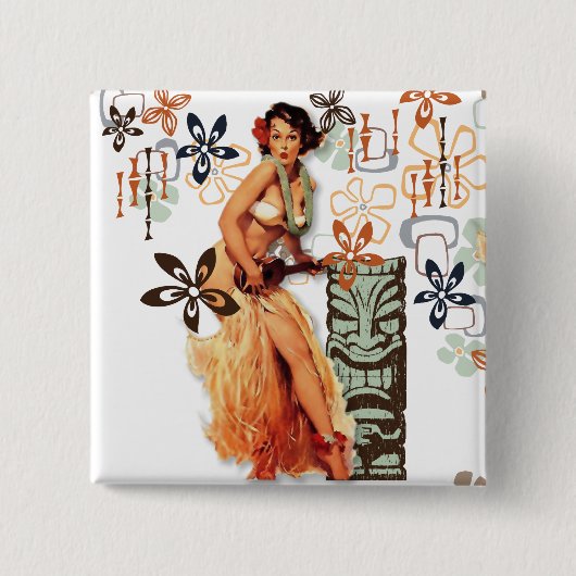 De Kitsch Bitsch : Aloha Oops. Vierkante Button 5,1 Cm (Voorkant)