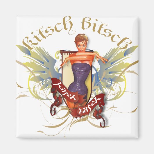 De kitsch bitsch: badende schoonheid Tattoo pin-up Magneet (Voorkant)