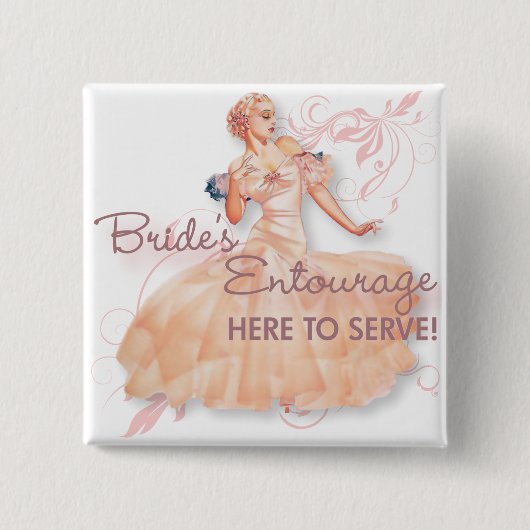 De Kitsch Bitsch : Bride's Entourage. Vierkante Button 5,1 Cm (Voorkant)