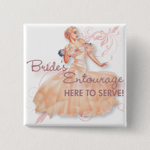 De Kitsch Bitsch : Bride's Entourage. Vierkante Button 5,1 Cm