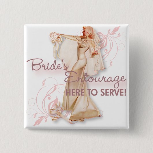 De Kitsch Bitsch : Bride's Entourage. Vierkante Button 5,1 Cm (Voorkant)
