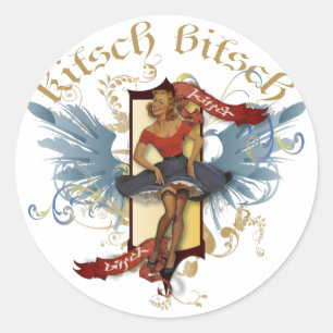 De Kitsch Bitsch : Doll Tattoo Pin-Up dansen Ronde Sticker