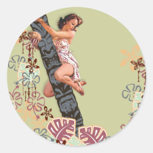 De Kitsch Bitsch : Een Tiki Boom. Ronde Sticker
