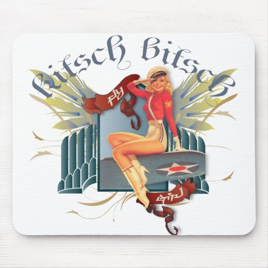 De Kitsch Bitsch : Fly Girl Tattoo Pin-Up Muismat (Voorkant)
