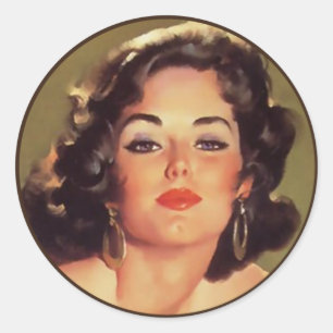 De kitsch bitsch: pin-up portretten ronde sticker