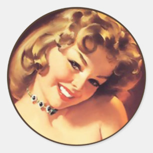 De kitsch bitsch: pin-up portretten ronde sticker