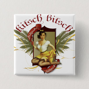 De Kitsch Bitsch : Soda Girl Retro Tattoo Pin-Up Vierkante Button 5,1 Cm