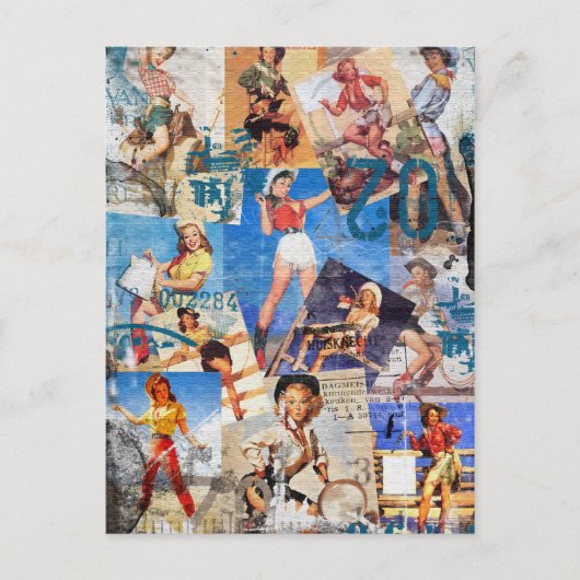 De Kitsch Bitsch : Vernietigde Cowgirl Pin-Ups No. Briefkaart (Voorkant)