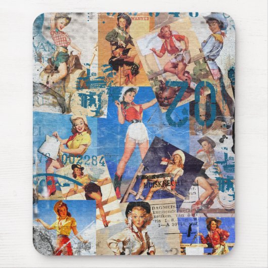 De Kitsch Bitsch : Vernietigde Cowgirl Pin-Ups No. Muismat (Voorkant)