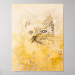 De Kitten in Gele Druk Poster