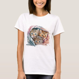 DE KITTENTEN VAN DE CUTE ONDER DE BLANKETS VAN PAS T-SHIRT