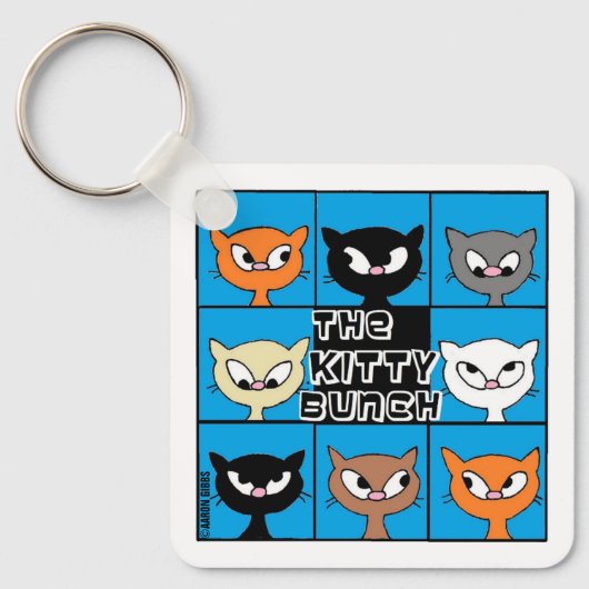 De Kitty Bunch Vierkante Knop Sleutelhanger (Voorkant)