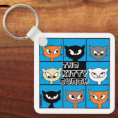 De Kitty Bunch Vierkante Knop Sleutelhanger (Voorkant)